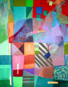 Œuvre contemporaine nommée « composition abstraite 1 », Réalisée par ADEL NAJAH