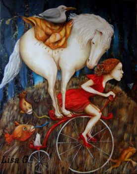 Œuvre contemporaine nommée « n'oubliez pas votre cheval », Réalisée par LISA G.