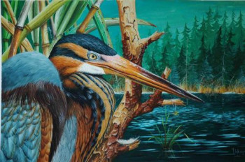 Œuvre contemporaine nommée « HERON POURPRE », Réalisée par MICHEL MICHAUX