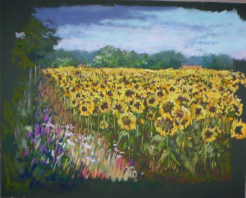 Œuvre contemporaine nommée « Champ de tournesols », Réalisée par AGNèS DORTU