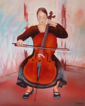 Œuvre contemporaine nommée « La violoncelliste », Réalisée par ANNIE GILBERT