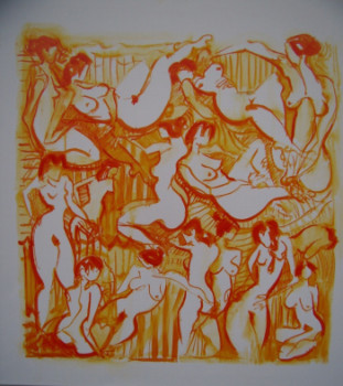 Œuvre contemporaine nommée « composition orange », Réalisée par LEMAIRE TEROUTE