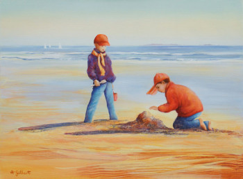 Œuvre contemporaine nommée « un dimanche à la plage », Réalisée par ANNIE GILBERT