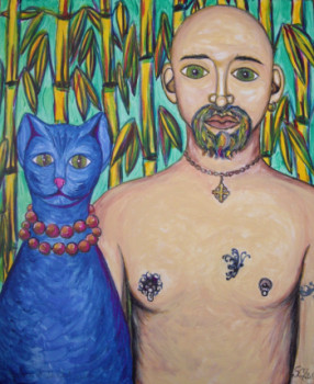 Œuvre contemporaine nommée « Stephaan et le chat (2010) », Réalisée par STEPHANE CUNY