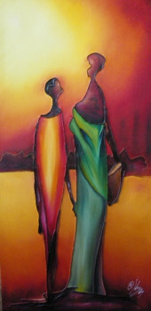 Œuvre contemporaine nommée « plus proche de ma mère », Réalisée par IDRISS LE PEINTRE DU SAHEL