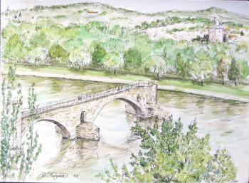 Œuvre contemporaine nommée « Pont d'Avignon », Réalisée par YOSHIO NOZAWA