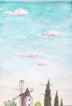 Œuvre contemporaine nommée « Moulin et ciel 3 », Réalisée par YOSHIO NOZAWA