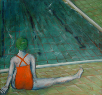Œuvre contemporaine nommée « bord de piscine », Réalisée par ANNE MALLET