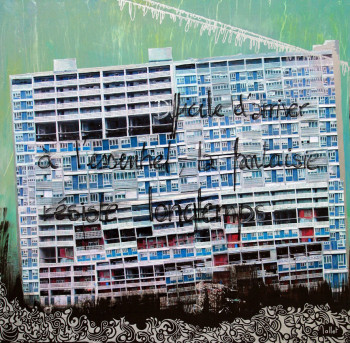 Œuvre contemporaine nommée « immeubles 2 », Réalisée par ANNE MALLET