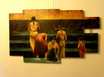 Œuvre contemporaine nommée « Femmes au bain », Réalisée par CLAUDINE SALESSE