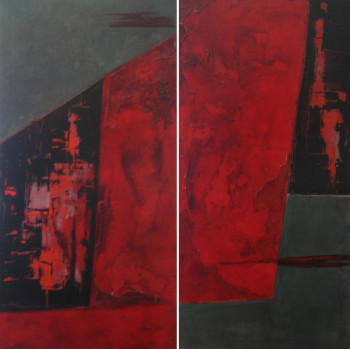 Œuvre contemporaine nommée « Rouge, Noir, Gris XIII   (Diptyque) », Réalisée par MARCO