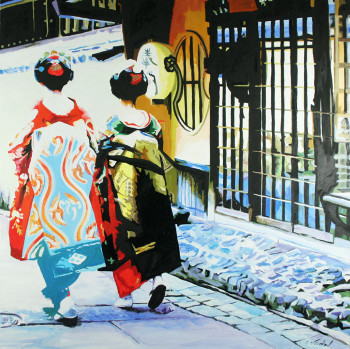 Œuvre contemporaine nommée « 2 geishas », Réalisée par CLOTILDE NADEL