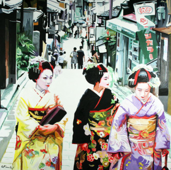 Œuvre contemporaine nommée « 3 geishas », Réalisée par CLOTILDE NADEL