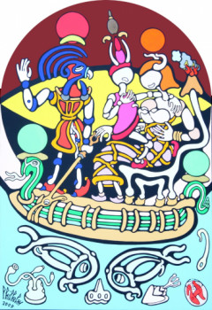 Œuvre contemporaine nommée « B105 - QUAND RÂ, HORUS ET ISIS ETAIENT DANS UNE BARQUE PHENICIENNE – 2009. », Réalisée par PHILHELM