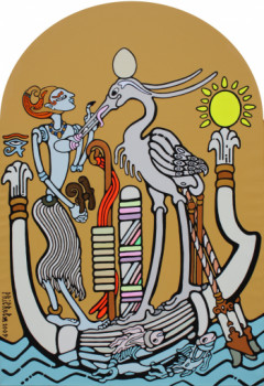 Œuvre contemporaine nommée « B111 – QUAND UNE BALINAISE EMBARQUE AVEC BENU L’OISEAU SACRÉ -2009. », Réalisée par PHILHELM