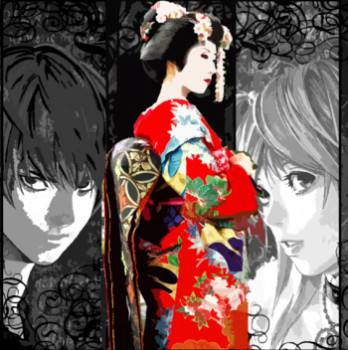 Œuvre contemporaine nommée « geisha rouge », Réalisée par CLOTILDE NADEL