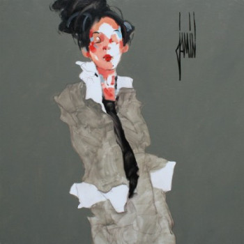 Œuvre contemporaine nommée « La cravate noire », Réalisée par DAVID JAMIN