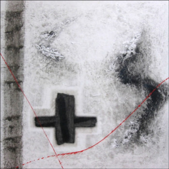 Œuvre contemporaine nommée « Veilleurs de Temps n° 6 - La 5° croix », Réalisée par LUC BABIN