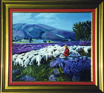 Œuvre contemporaine nommée « Bergère et moutons », Réalisée par MIKELA