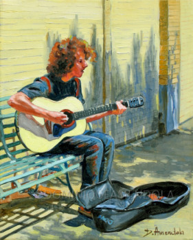 Œuvre contemporaine nommée « Le musician de la rue », Réalisée par DOMINIQUE AMENDOLA