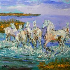 Œuvre contemporaine nommée « Chevaux de Camargue », Réalisée par RAOUL RIBOT