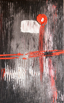 Œuvre contemporaine nommée « point o croix rouge noir », Réalisée par CAROL COMMET SESSACQ