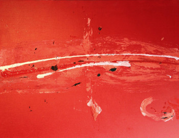 Œuvre contemporaine nommée « linear rose rouge », Réalisée par CAROL COMMET SESSACQ