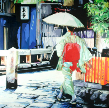 Œuvre contemporaine nommée « geisha a l ombrelle », Réalisée par CLOTILDE NADEL