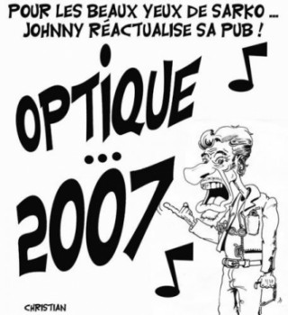 Œuvre contemporaine nommée « JOHNNY soutient SARKOZY ... », Réalisée par L'INDIEN