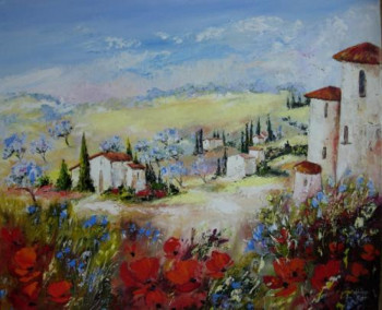Œuvre contemporaine nommée « Provence  Colombier et oliviers », Réalisée par SYLVIANE PETIT