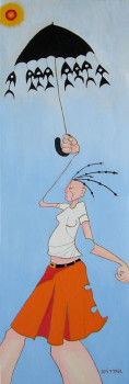 Œuvre contemporaine nommée « Demoiselle à l' ombrelle », Réalisée par STéPHANE SPITTAEL