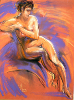 Œuvre contemporaine nommée « Pose orangée », Réalisée par MICHèLE FAURE