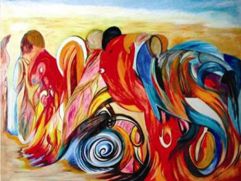 Œuvre contemporaine nommée « Mouvement et couleur », Réalisée par NAJIA BENNIS (CHRAIBI)