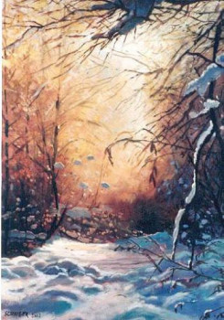 Œuvre contemporaine nommée « Neige dans la forêt du Rhin », Réalisée par ROBERT SCHOULER