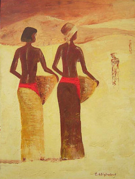 Œuvre contemporaine nommée « Africaines », Réalisée par CLAUDINE WINTREBERT