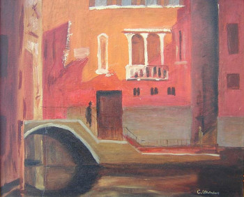 Œuvre contemporaine nommée « Venise la rouge », Réalisée par CLAUDINE WINTREBERT