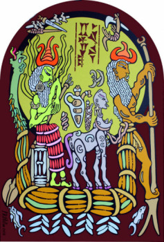 Œuvre contemporaine nommée « B143 - SCEAU DE BEL-MUSHALLIM, QUI ENLEVE CE SCEAU, RISQUE DE PERDRE LA PROTECTION DE SHAMASH ! - 2010 », Réalisée par PHILHELM