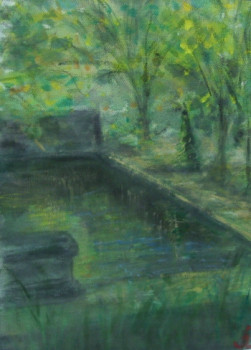 Œuvre contemporaine nommée « Le bassin chez Cézanne, Aix en Provence », Réalisée par NADIA VIGUIER