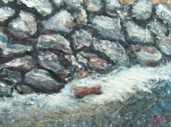 Œuvre contemporaine nommée « La digue, hiver en Normandie », Réalisée par NADIA VIGUIER