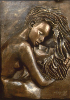 Œuvre contemporaine nommée « L'ETREINTE », Réalisée par MERRY K.