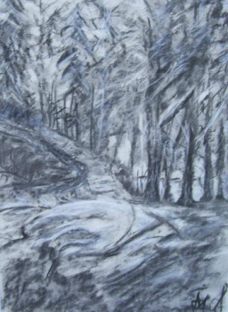 Œuvre contemporaine nommée « Le chemin dans la forêt, hiver en Bohême », Réalisée par NADIA VIGUIER