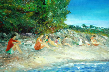 Œuvre contemporaine nommée « Jeunes gens sur la plage », Réalisée par PHILIPPE LE MONIES DE SAGAZAN