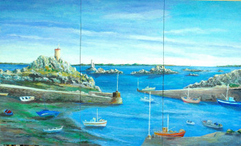 Œuvre contemporaine nommée « Port de Loguivy », Réalisée par PHILIPPE LE MONIES DE SAGAZAN