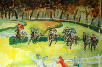 Œuvre contemporaine nommée « Courses de chevaux », Réalisée par PHILIPPE LE MONIES DE SAGAZAN