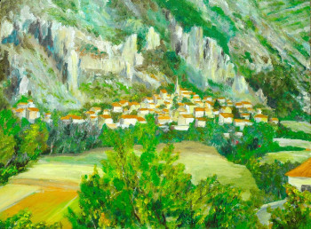 Œuvre contemporaine nommée « Le village de Monieux », Réalisée par PHILIPPE LE MONIES DE SAGAZAN