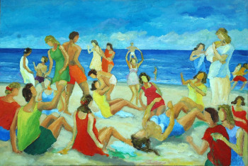 Œuvre contemporaine nommée « Groupe sur le sable », Réalisée par PHILIPPE LE MONIES DE SAGAZAN