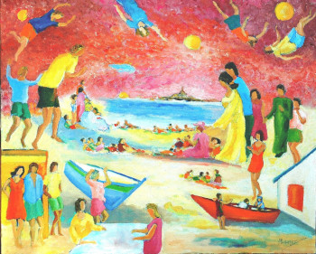 Œuvre contemporaine nommée « Mer, rouge et or », Réalisée par PHILIPPE LE MONIES DE SAGAZAN
