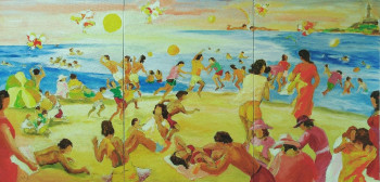 Œuvre contemporaine nommée « Cabo de Palos le soir tryptique », Réalisée par PHILIPPE LE MONIES DE SAGAZAN