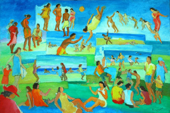 Œuvre contemporaine nommée « Scènes de plage à Cabo », Réalisée par PHILIPPE LE MONIES DE SAGAZAN