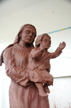 Œuvre contemporaine nommée « Virgen con el Niño N°2 », Réalisée par PHILIPPE LE MONIES DE SAGAZAN